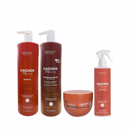 Imagem do produto Kit Arvensis Cachos Naturais - Shampoo 1L + Ativador De Cachos Crespos 1L + Geleia Alta Fixação 250ml + Day After 250ml