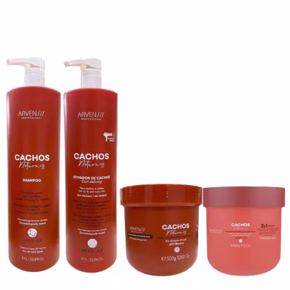 Imagem do produto Kit Arvensis Cachos Naturais - Shampoo 1L +Ativador de Cachos 1L + Gelatina Alta Fixação 500g + Máscara Capilar 2x1 500g