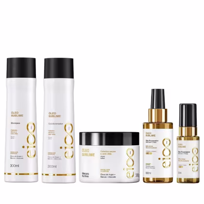 Imagem do produto Kit Eico Pro Óleo Sublime - Shampoo 300ml + Condicionador 300ml + Máscara 300g + Óleo 100ml + Óleo 30ml