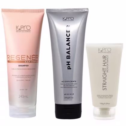 Imagem do produto Kit K.Pro Regenér - Shampoo 240ml + pH Acidificante 230g + Straight Hair 150ml