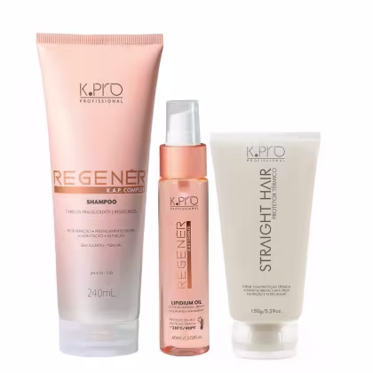 Imagem do produto Kit K.Pro Regenér - Shampoo 240ml + Lipidium Oil 60ml + Straight Hair 150ml