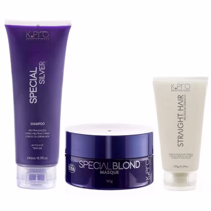 Imagem do produto Kit K.Pro Special Silver - Shampoo 240ml & Máscara 165g + Straight Hair 150ml
