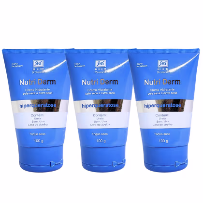 Três frascos de Creme Hidratante RHR Cosméticos Nutri Derm.
