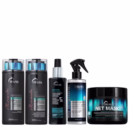 Imagem do produto Truss Miracle Kit Shampoo Condicionador Amino Net Mask e Uso Obrigatório Reconstrutor 260ml