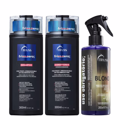 Imagem do produto Truss Frizz Zero Kit Shampoo Condicionador e Uso Obrigatório Blond Reconstrutor 260ml