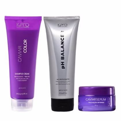 Imagem do produto Kit K.Pro Caviar - Shampoo 240ml & Sérum Proteção Intensa 80g + Ph Acidificante 230g