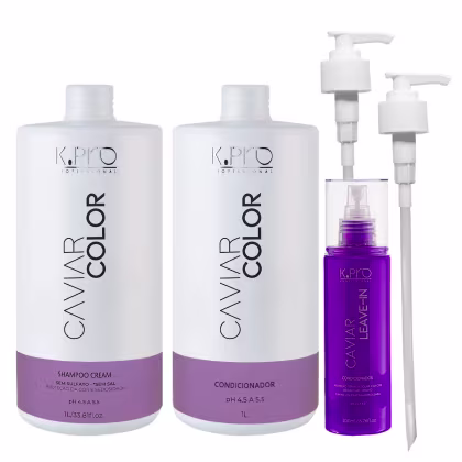 Imagem do produto Kit K.Pro Caviar - Shampoo Cream 1L & Condicionador 1Kg + Leave-In 200ml + Válvula Pump