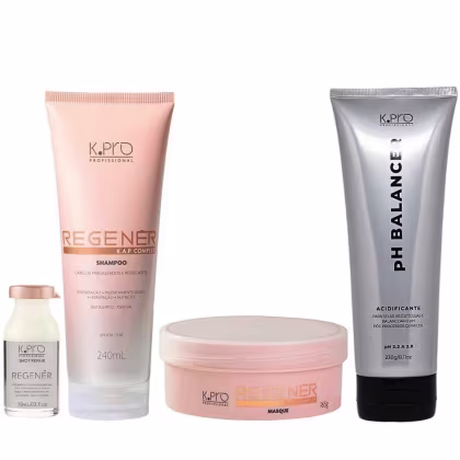 Imagem do produto Kit K.Pro Regenér Shampoo 240ml + Máscara 165g + Ampola 10ml + pH Balancer Acidificante 230g