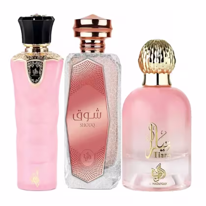 Imagem do produto Kit Perfumes Árabes Femininos Al Wataniah Tibyin Shouq e Tiara (3 Perfumes 100ml cada)