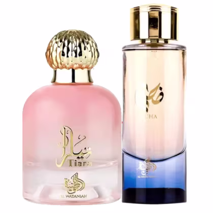Imagem do produto Kit Perfumes Árabes Femininos Al Wataniah Tiara Pink & Duha (2 Perfumes 100ml cada)