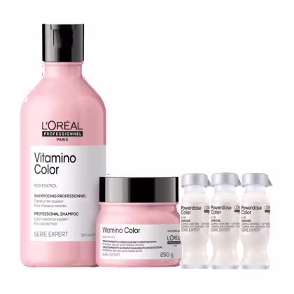 Imagem do produto Kit L'Oréal Professionnel Serie Expert Vitamino Color Resveratrol Treatment + Powerdose 3x10ml (3 Produtos)
