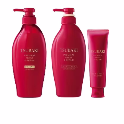 Kit Tsubaki Premium Moist & Repair Trio, 3 produtos.