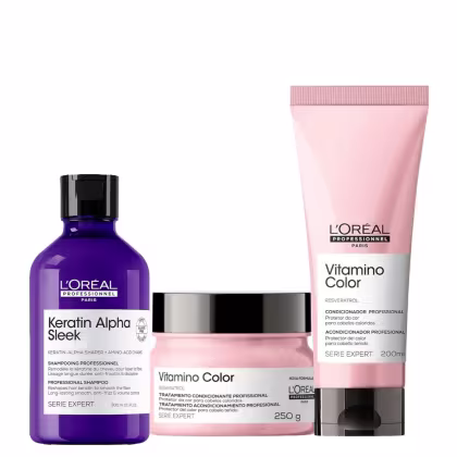 Imagem do produto Trio L'Oréal Professionnel Vitamino Color Keratin Alpha Sleek for Home (3 Produtos)