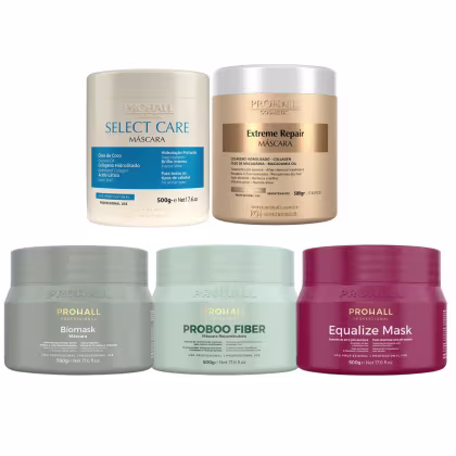 Imagem do produto Kit 5 Máscaras 500g – Biomask, Extreme Repair, Proboo Fiber, Equalize e Select Care