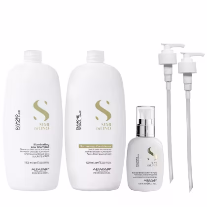 Imagem do produto Kit Alfaparf Semi Di Lino Diamond - Shampoo 1L + Condicionador 1L + Fluído 125ml + Válvula Pump