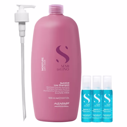 Imagem do produto Kit Alfaparf Semi Di Lino Moisture -  Shampoo 1L +  3x Ampola 13ml + Válvula Pump
