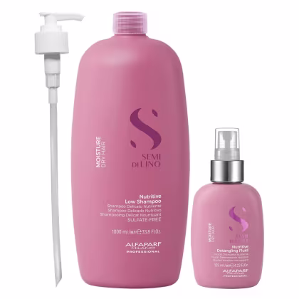 Imagem do produto Kit Alfaparf Semi Di Lino Moisture -  Shampoo 1L + Fluído 125ml Válvula Pump