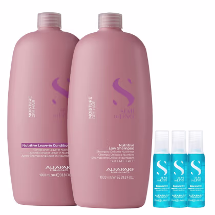 Imagem do produto Kit Alfaparf Semi Di Lino Moisture - Shampoo 1L + Leave in Condicionador 1L + 3x Ampola 13ml