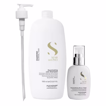 Imagem do produto Kit Alfaparf Semi Di Lino Diamond - Shampoo 1L + Fluído 125ml + Válvula Pump