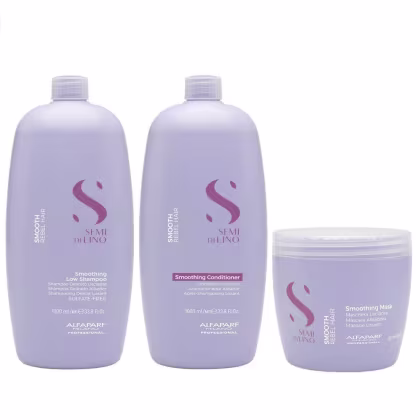 Imagem do produto Kit Alfaparf Professional Semi Di Lino Smooth Smoothing - Shampoo & Condicionador 1 Litro + Máscara 500ml