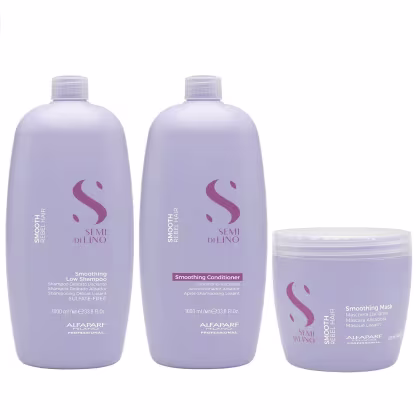 Imagem do produto Kit Alfaparf Professional Semi Di Lino Smooth Smoothing - Shampoo & Condicionador 1 Litro + Máscara 500ml