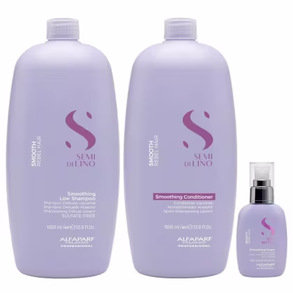 Imagem do produto Kit Alfaparf Semi Di Lino Smooth Smoothing - Shampoo & Condicionador 1 Litro + Cream Leave-In 125ml