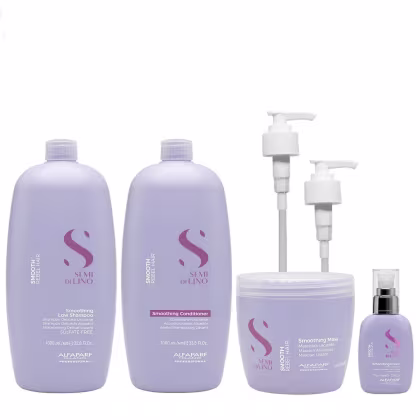 Imagem do produto Kit Alfaparf Semi Di Lino Smooth Smoothing - Shampoo & Condicionador 1 Litro + Máscara 500ml + Cream 125ml + Válvula
