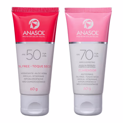 Imagem do produto Kit Anasol Protetor Solar Facial FPS 70 60g + Protetor Solar Facial FPS 50 60g