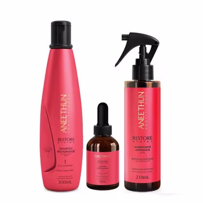 Imagem do produto Kit Aneethun Restore System - Shampoo 300ml + Acidificante 210ml + Booster Capilar 40ml