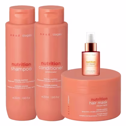 Imagem do produto Kit Braé Stages Nutrition Shampoo 250ml + Condicionador 250ml + Máscara 200g + Óleo 60ml