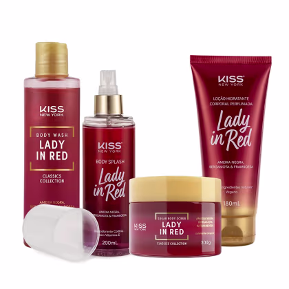 Imagem do produto Kit Kiss New York Lady In Red Body Splash + Sabonete Líquido + Sugar Body Scrub + Loção Hidratante