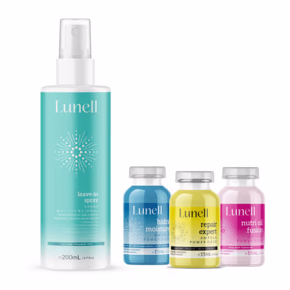 Imagem do produto Kit Cronograma Capilar Lunell + Leave-in Spray Multifuncional Antifrizz (4 Produtos)