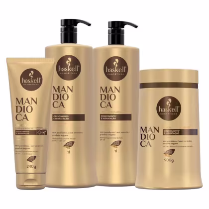 Imagem do produto Kit Haskell Mandioca Shampoo Condicionador Mascara 1l  Leave In 240G