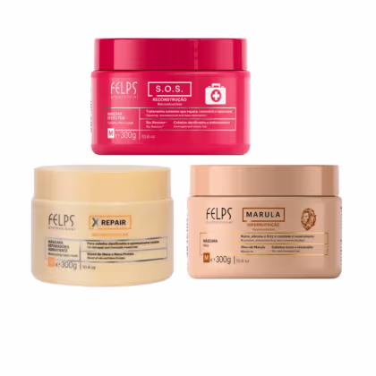 Imagem do produto Kit Felps Máscaras 300g Marula, SOS e XRepair