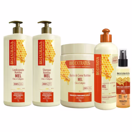 Imagem do produto Kit Mel Shampoo, Condicionador e Banho de Creme 1Litro Finalizador 500 e Umectante