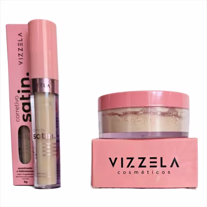Imagem do produto Kit Vizzela Corretivo Satin Cor 3 + Pó Facial Satin Powder