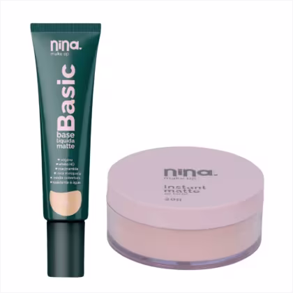 Imagem do produto Kit Nina Makeup Base Líquida Basic+Pó Solto Instant Cor 1