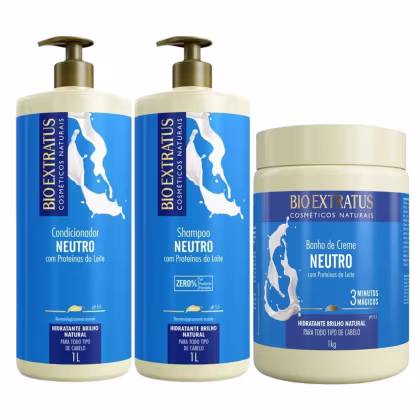 Imagem do produto Kit Neutro Shampoo, Condicionador e Banho de Creme 1L Bio Extratus