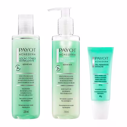 Imagem do produto Kit Payot Acnederm Sabonete Liquído + Loção Tônica + Gel Hidratante