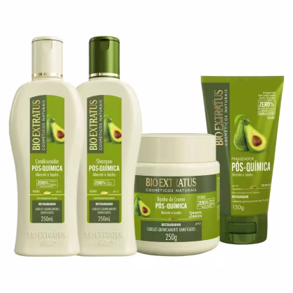 Imagem do produto Kit Pós-Química (250mL) Shampoo, Condicionador, Máscara e Finalizador Bio Extratus