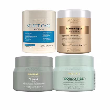 Imagem do produto Kit 4 Máscaras 500g – Biomask, Extreme Repair, Proboo Fiber e Select Care