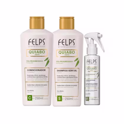 Imagem do produto Felps Quiabo Manutenção Pós Progressiva Shampoo, Condicionador e Fluido