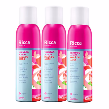 Imagem do produto Kit Ricca Shampoo á Seco Maçã do Amor 3Un 150ml