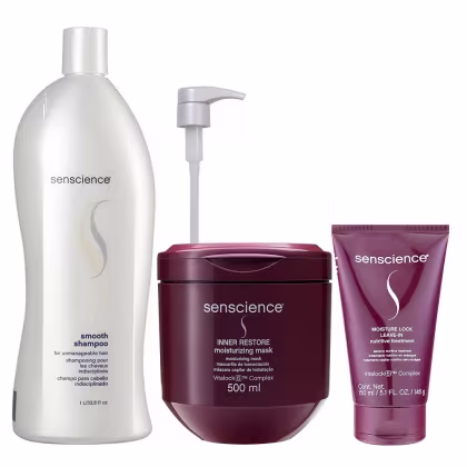 Imagem do produto Kit Senscience Smooth - Shampoo 1Litro + Inner Restore Moisturizing 500ml + Moisture Lock Leave-In 150ml + Válvula Pump