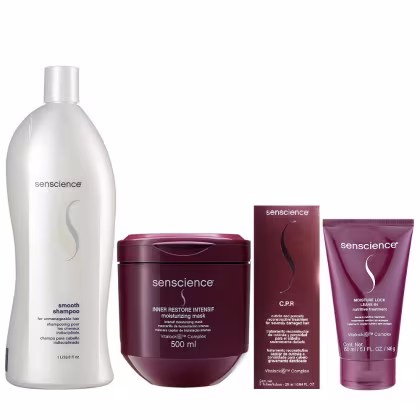 Imagem do produto Kit Senscience Smooth - Shampoo 1Litro + Inner Restore Intensif 500ml + Moisture Lock Leave-In 150ml + CPR (2x25)