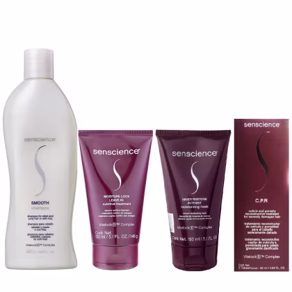 Imagem do produto Kit Senscience Smooth - Shampoo 280ml + Moisture Lock Leave-In 150ml + Inner Intensif 150ml + CPR (2x25)