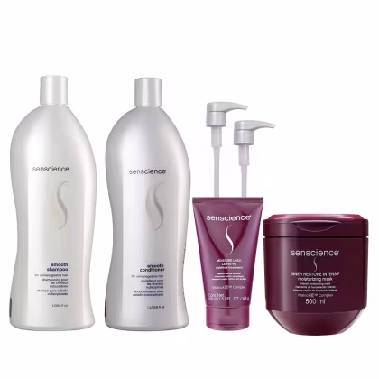 Imagem do produto Kit Senscience Smooth - Shampoo & Condicionador 1L + Inner Restore Intensif 500ml + Moisture Lock 150ml + Válvula