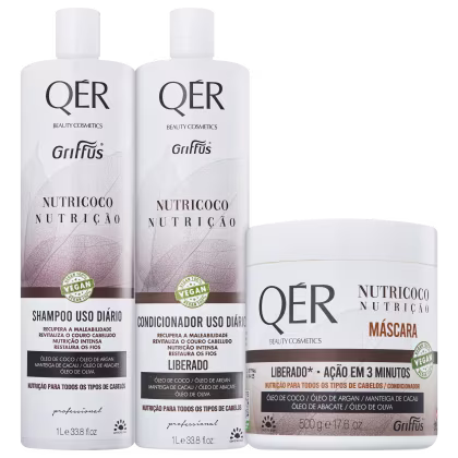 Imagem do produto Kit Griffus QÉR Beauty Cosmetics Nutricoco Home Care Trio (3 Produtos)