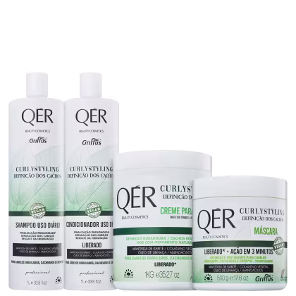 Imagem do produto Kit Griffus QÉR Beauty Cosmetics Curly Styling Completo (4 Produtos)