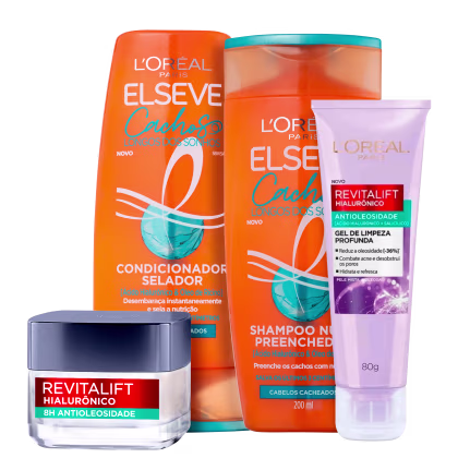 Imagem do produto Kit Beleza na Web Elseve Cachos Longos dos Sonhos & L'Oréal Paris Revitalift Hialurônico (4 Produtos)